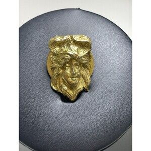 Vintage Karma Scarf Clip Lady Head Goddess Flowing Hair Young Woman Boho GT